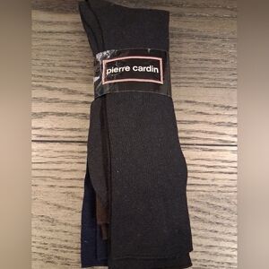 NEW VINTAGE Pierre Cardin 3-Pack Men's Dress Socks in Black, Brown, Navy USA